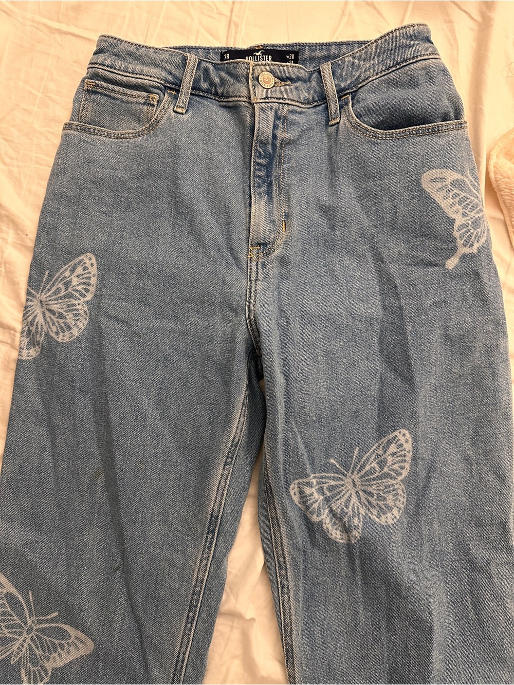 Hollister Light Blue Butterfly Print High-Rise Jeans NWOT